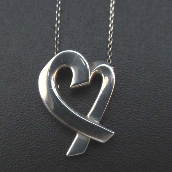 Tiffany & Co. Paloma Picasso Loving Heart Necklace Pendant in 925 SV Silver f...